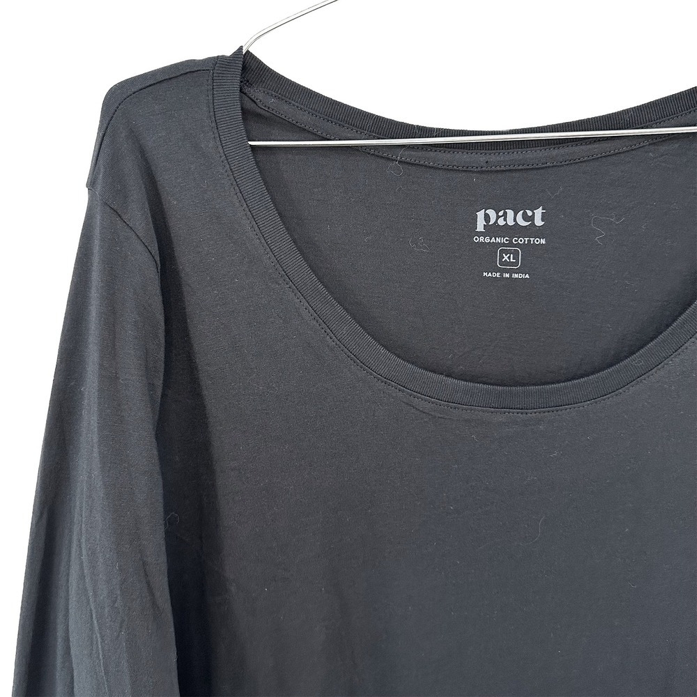 PACT 100% Organic Cotton Long Sleeve Tee • XL • black minimalist casual - Picture 2 of 7